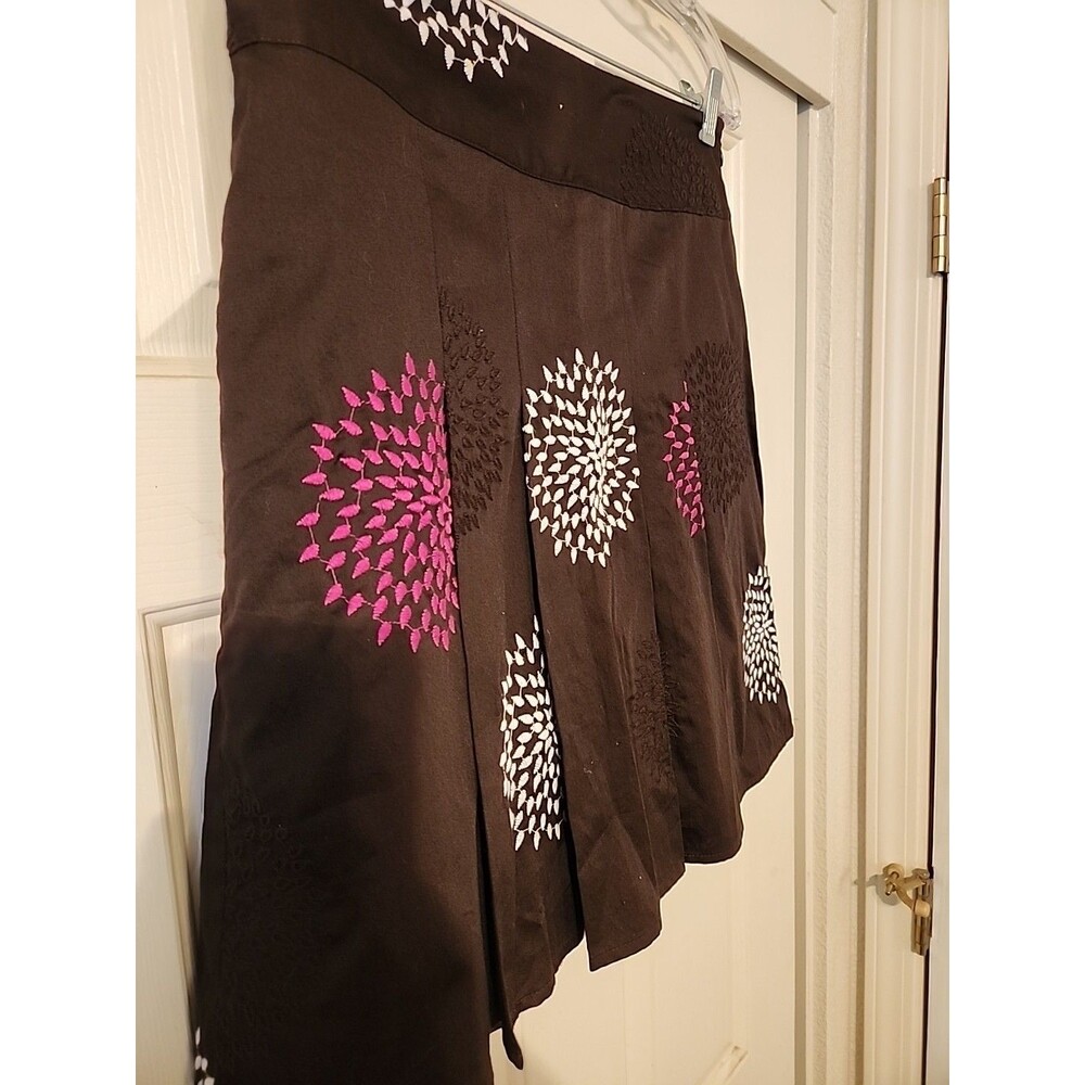 Ann Taylor Brown Floral Skirt Womens Size 6 Knee Length Lined Career Office - Picture 3 of 6